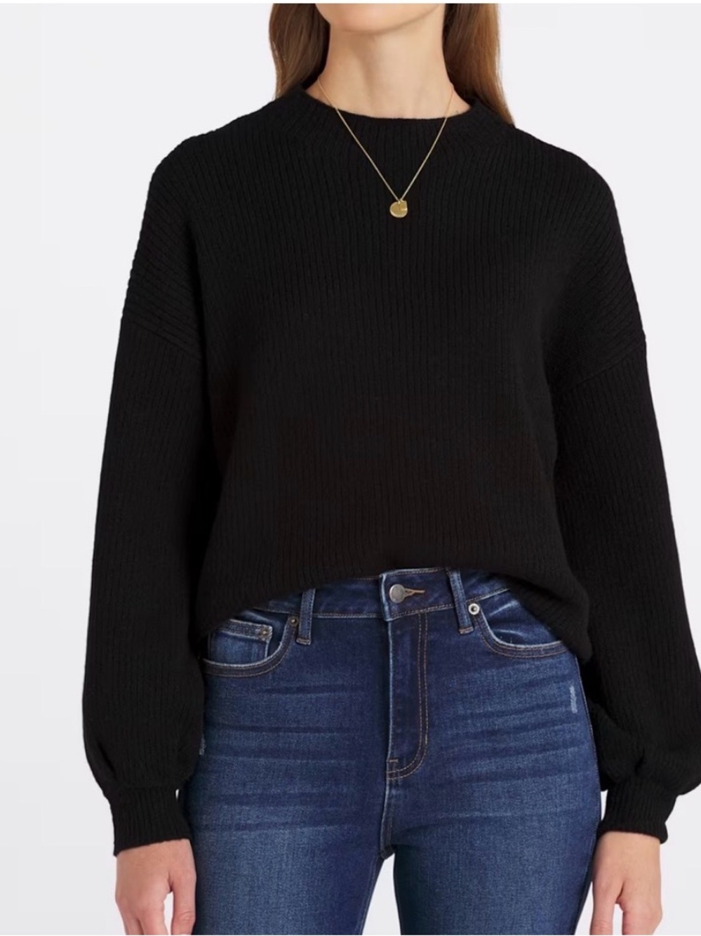 NWT Pinque Women's Aliza Mock Neck Sweater Size L Black Cozy Basics Knit
